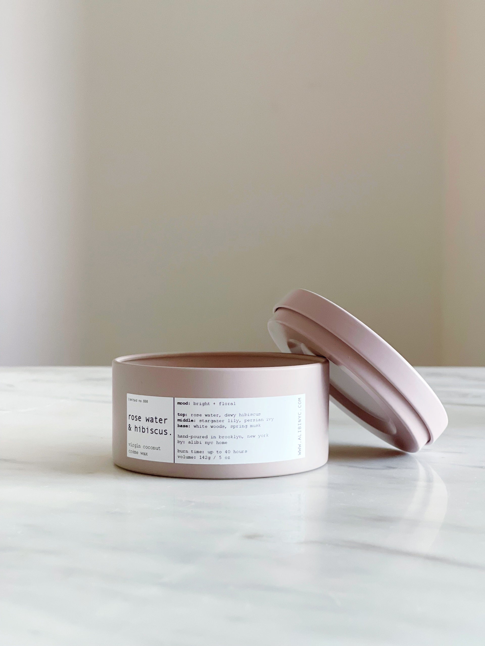 ROSE WATER & HIBISCUS | VIRGIN COCONUT CRÈME WAX & WOODEN WICK TRAVEL CANDLE