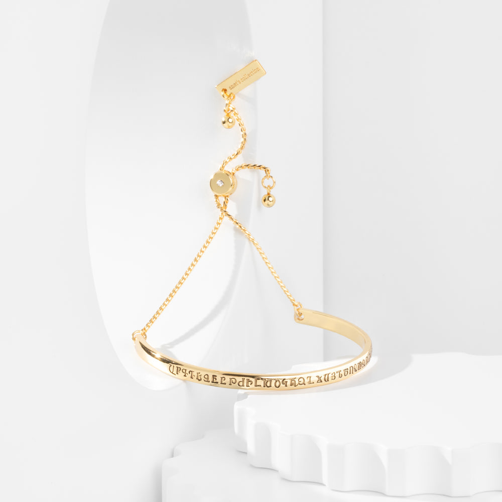 Armenian Alphabet Bracelet – 14K Gold Engraved Bangle