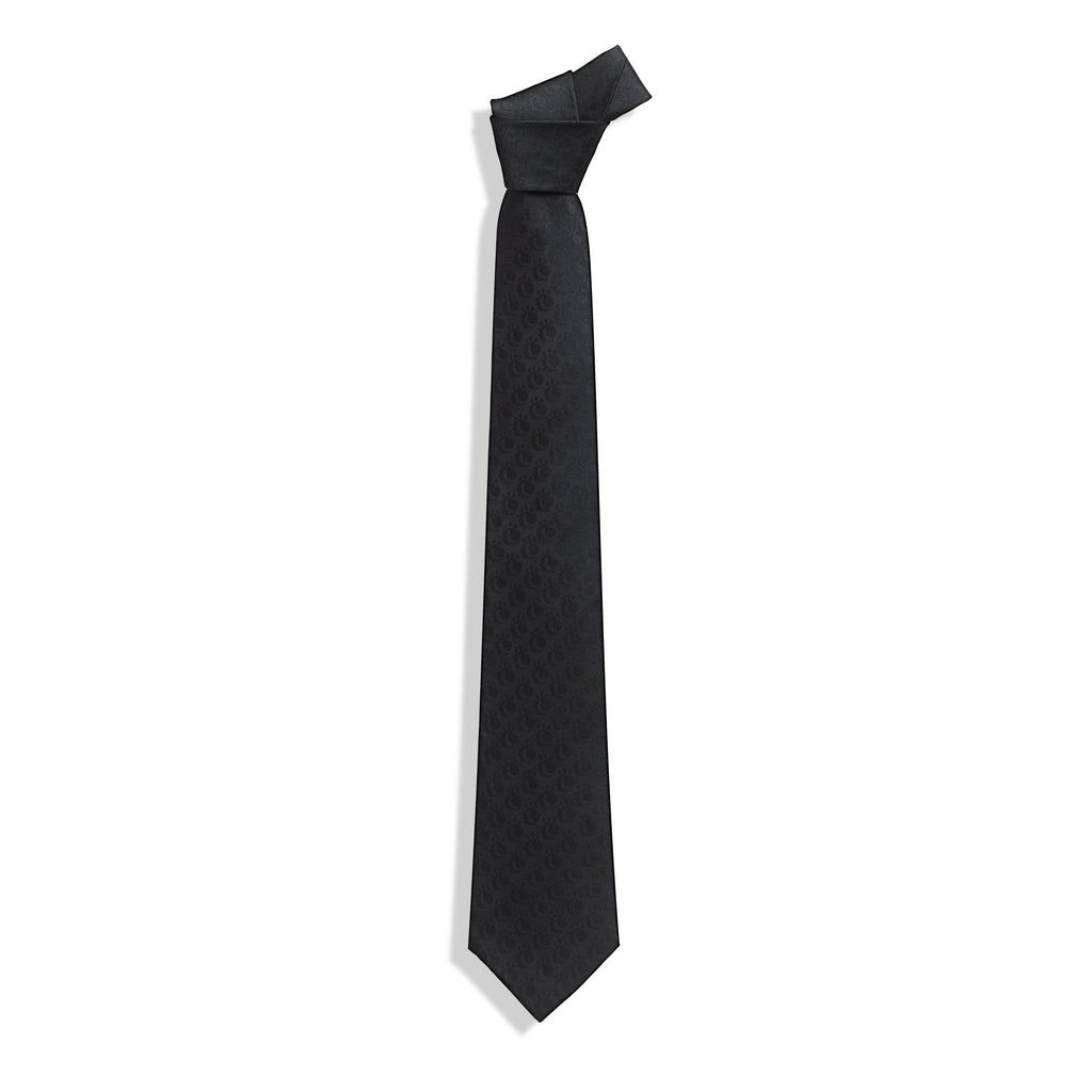 Crimson Elegance Silk Necktie – Black on Black