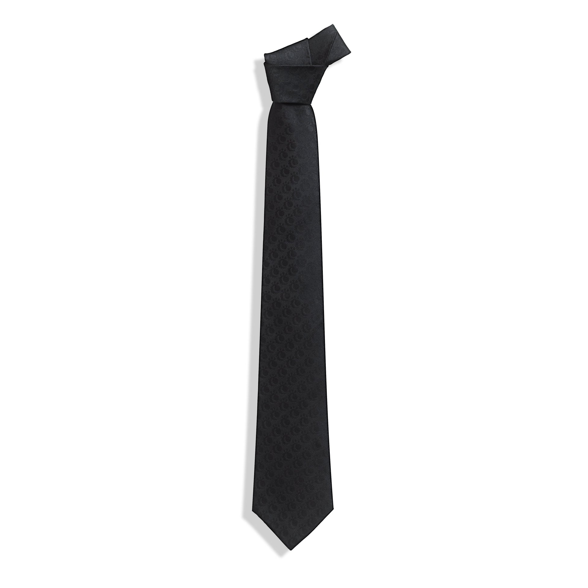 Crimson Elegance Silk Necktie – Black on Black