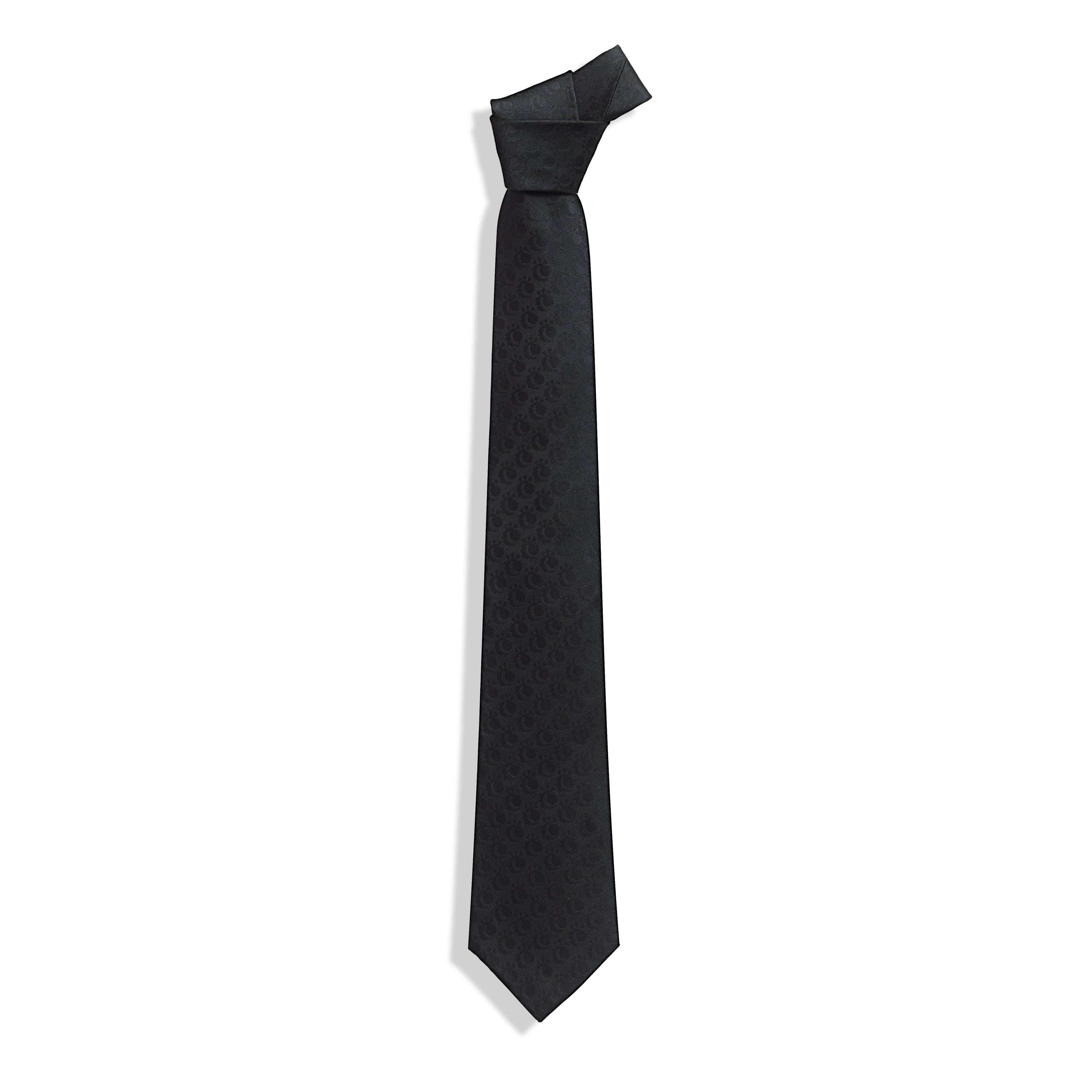 Crimson Elegance Silk Necktie – Black on Black