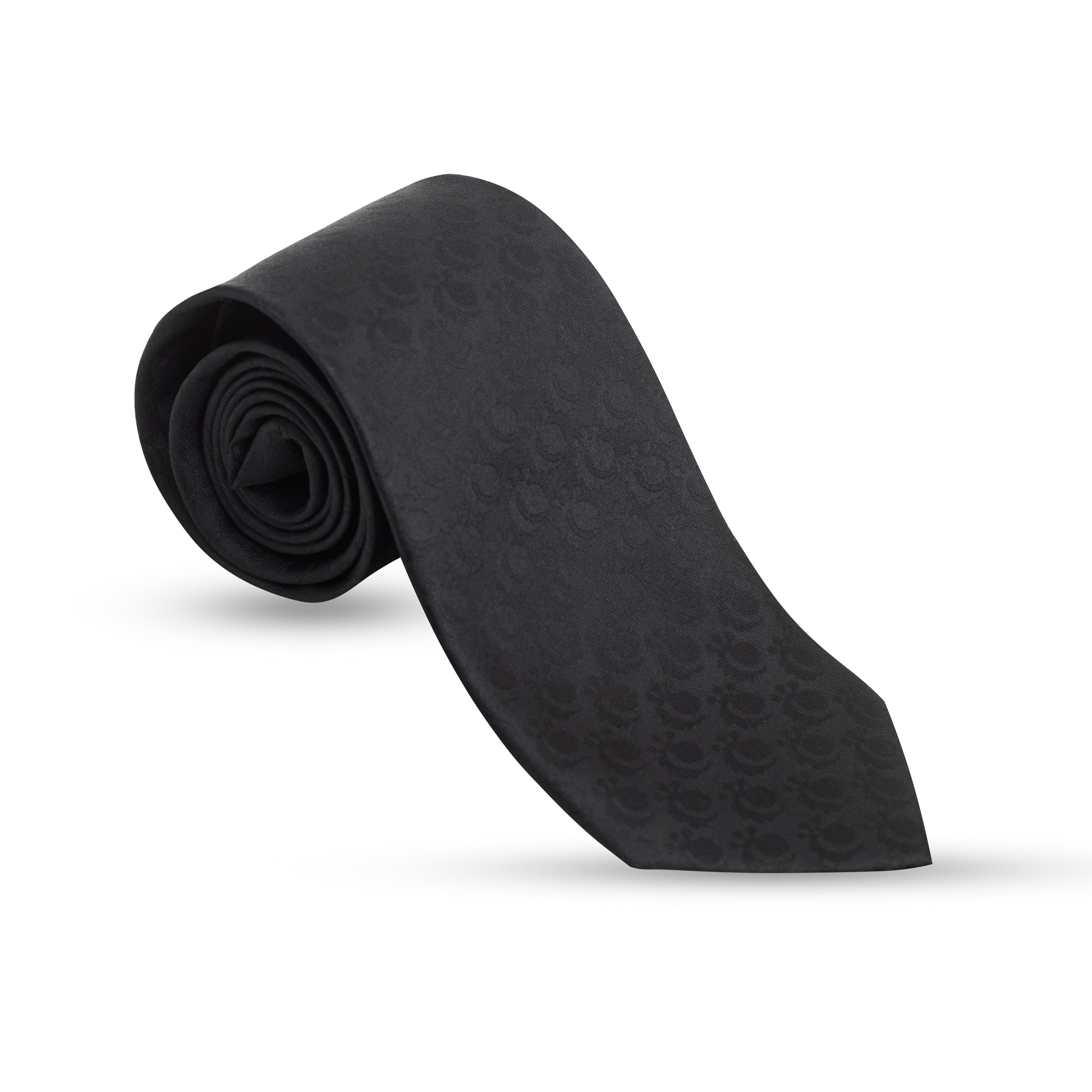 Crimson Elegance Silk Necktie – Black on Black