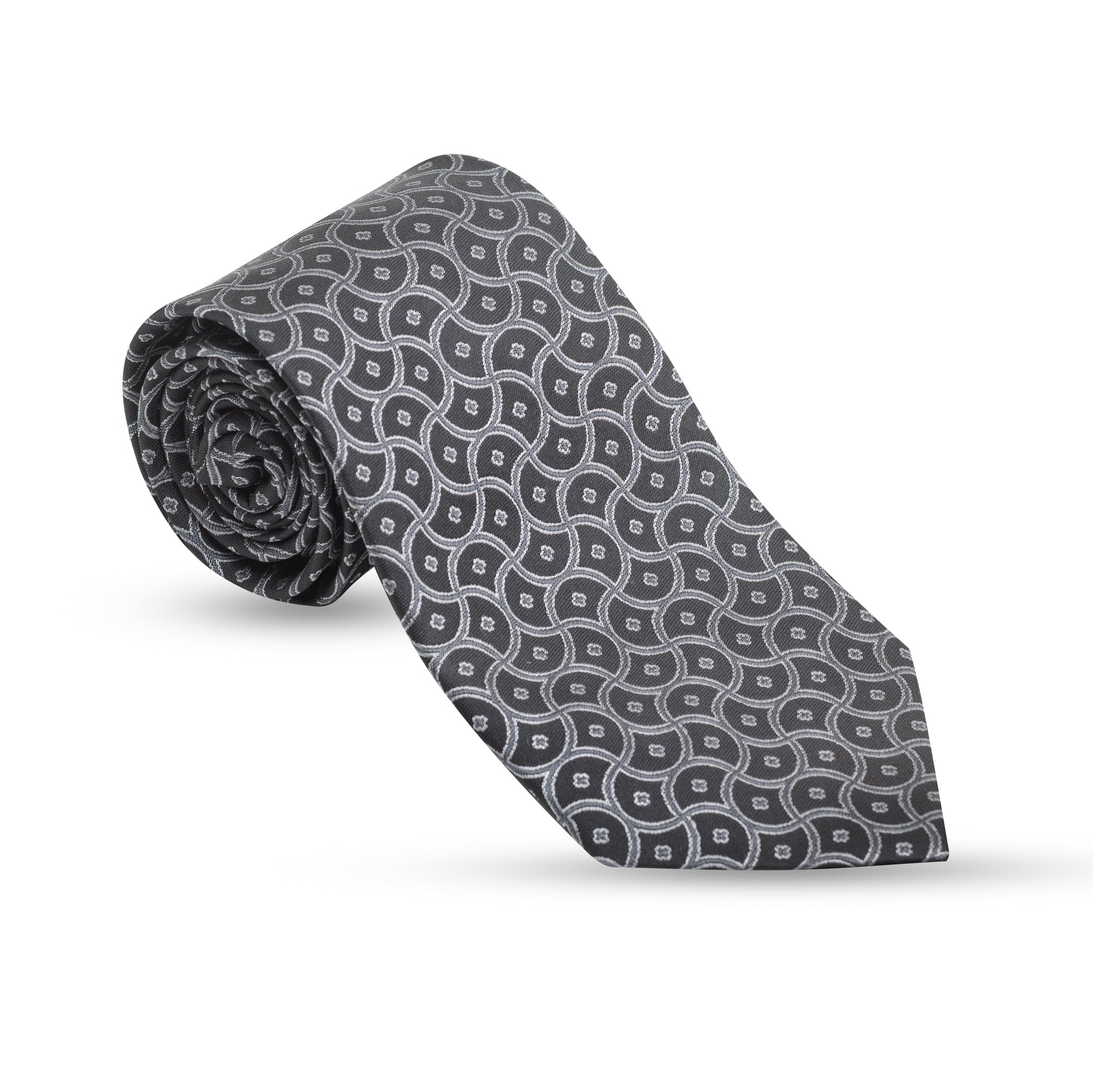 Manuscript Heritage Silk Necktie – Black & Grey