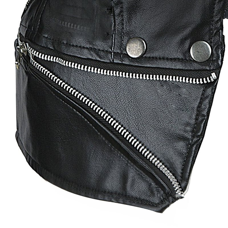 Women's Gothic Black Faux Leather Biker Jacket Slim Fit - Image 5