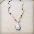 Picture Jasper Beaded Necklace with White Druzy Pendant