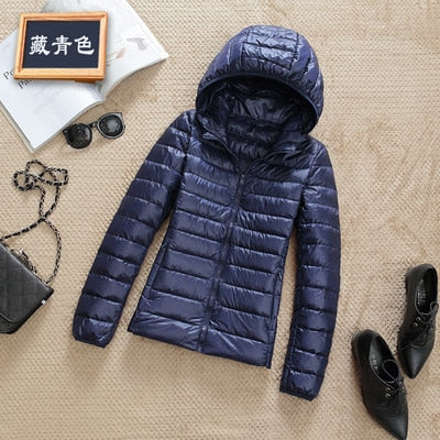 Women's Ultra-Lightweight Slim Fit Hooded Puffer Jacket - Image 8