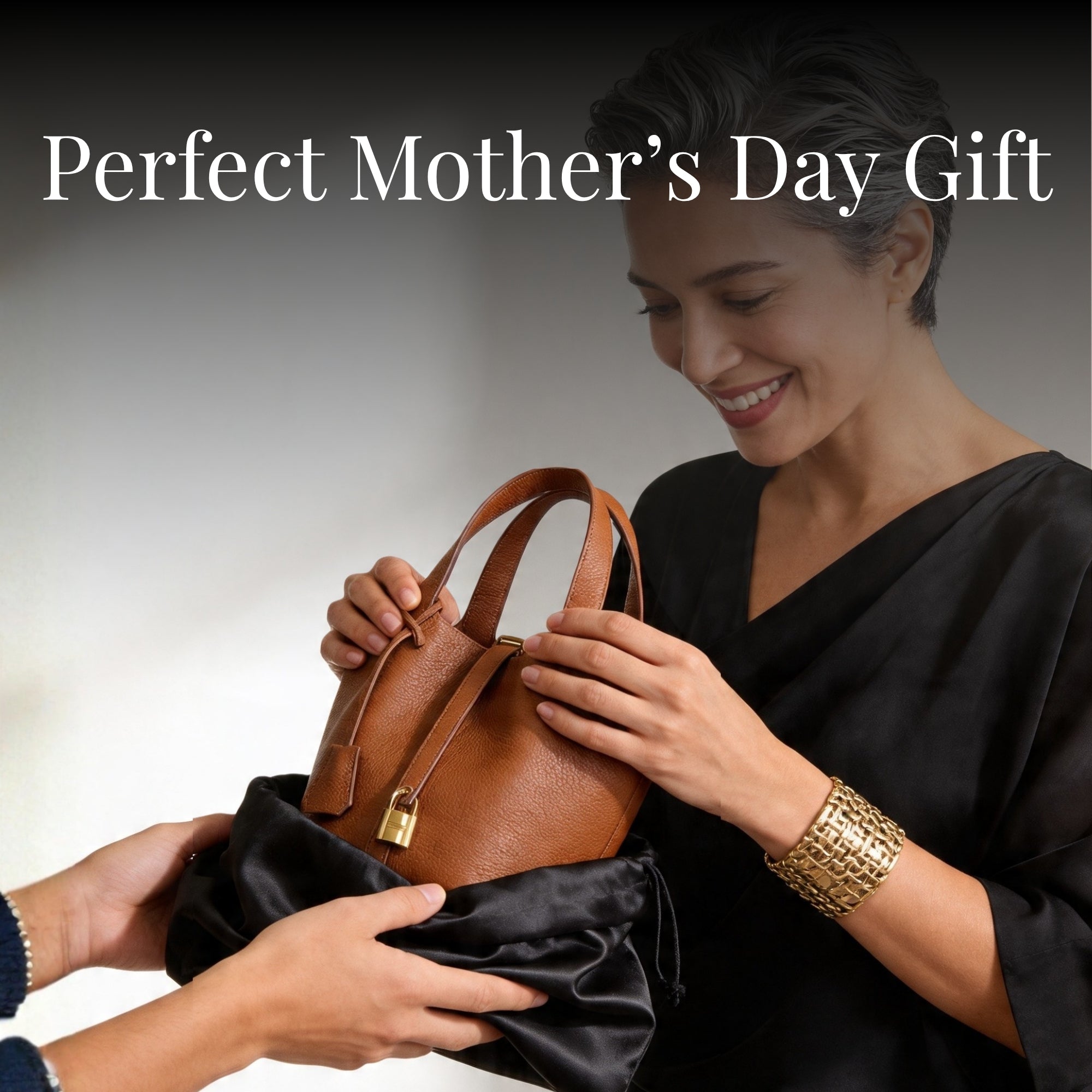 Leather Bucket Bag with Drawstring Pouch and Secure Lock Buckle