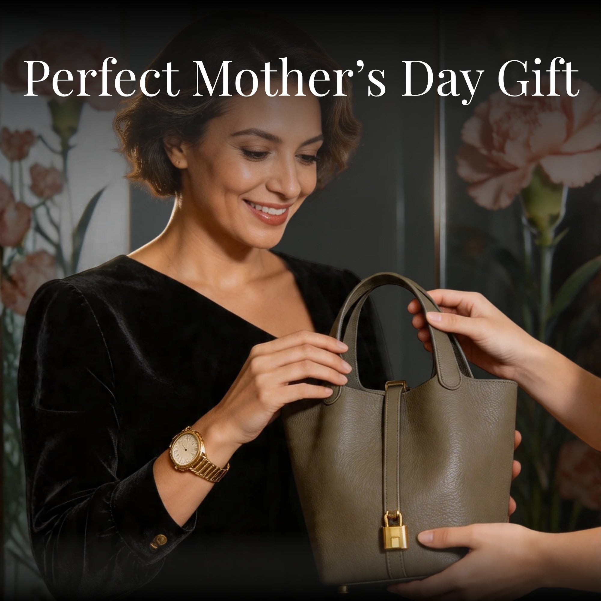 Leather Bucket Bag with Drawstring Pouch and Secure Lock Buckle