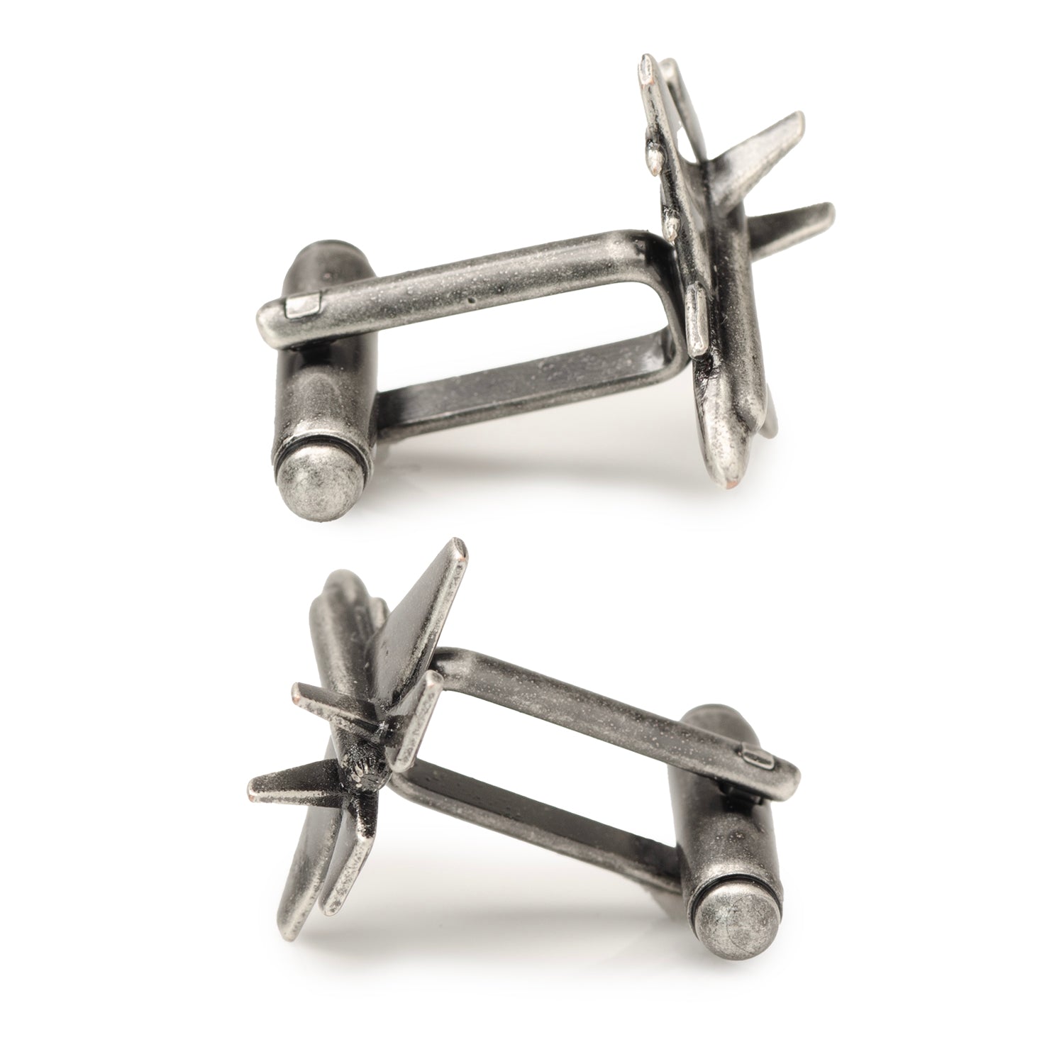 3D Military Jet Fighter Plane Cufflinks in Antiqued Silver - Image 4