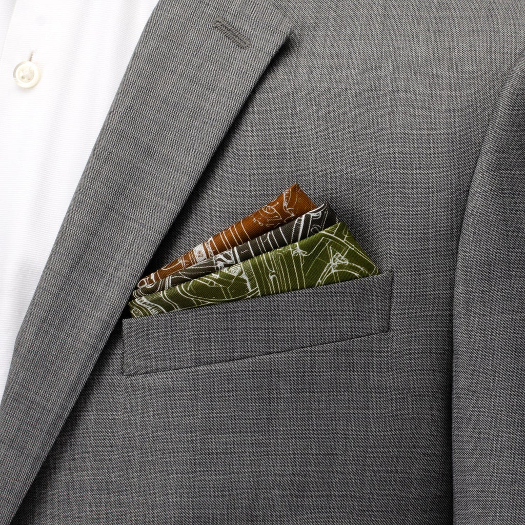 Antique Clock Gradient Pocket Square in Green and Brown - Image 2