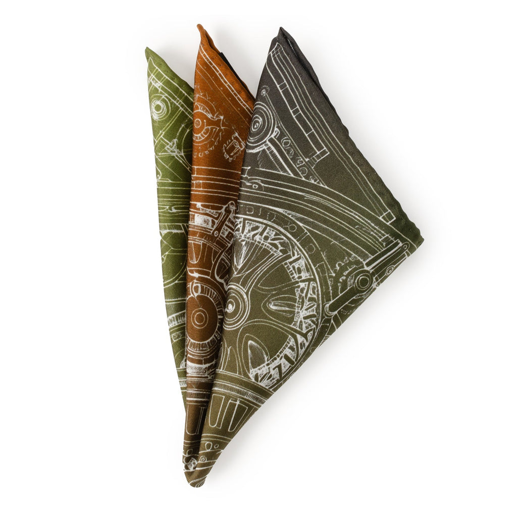 Antique Clock Gradient Pocket Square in Green and Brown - Image 4