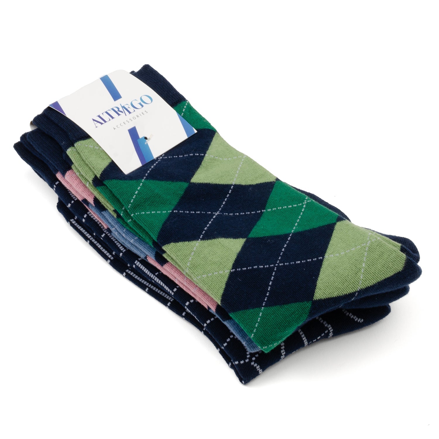 Mens Argyle Hidden Message Crew Sock Set 3-Pack - Image 8