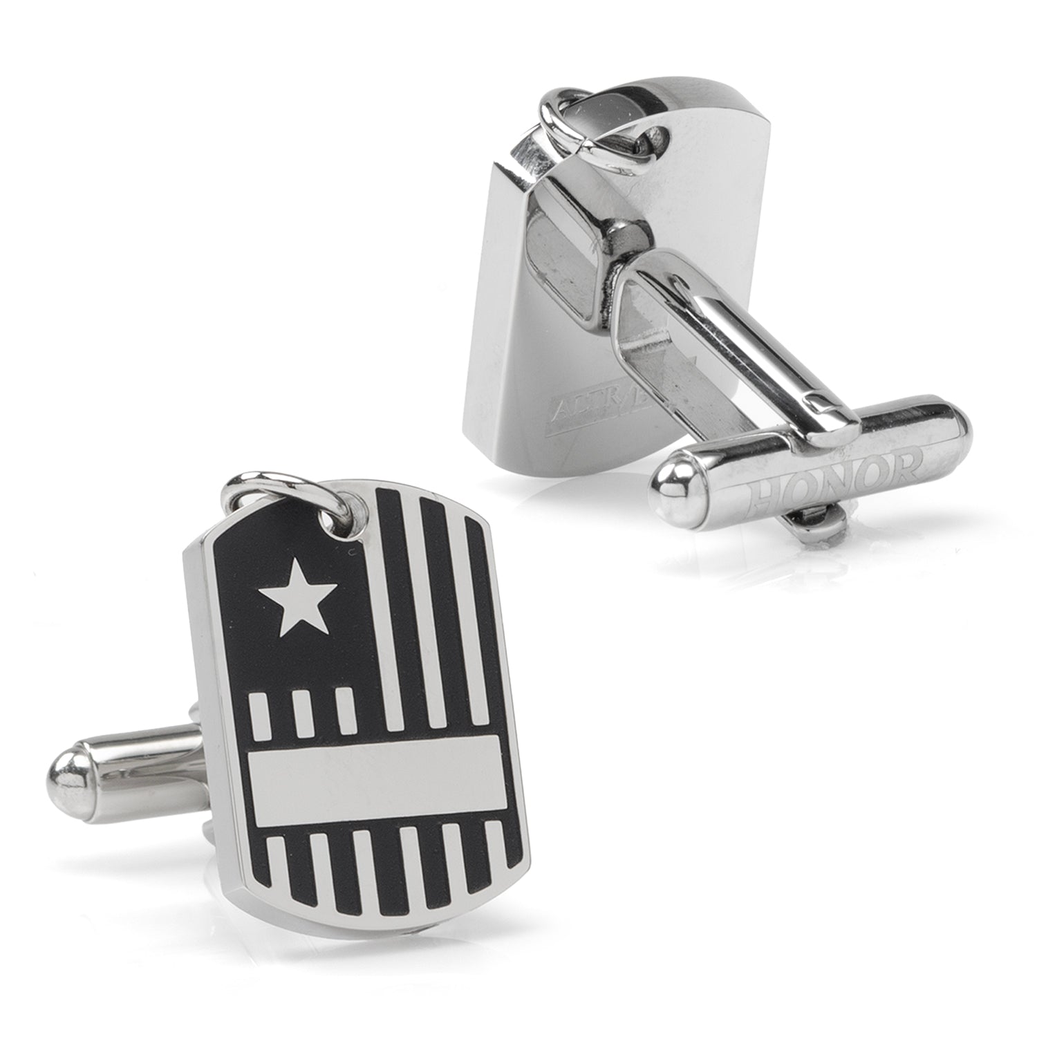 Silver-Tone Flag Military Tag Cufflinks - Image 3