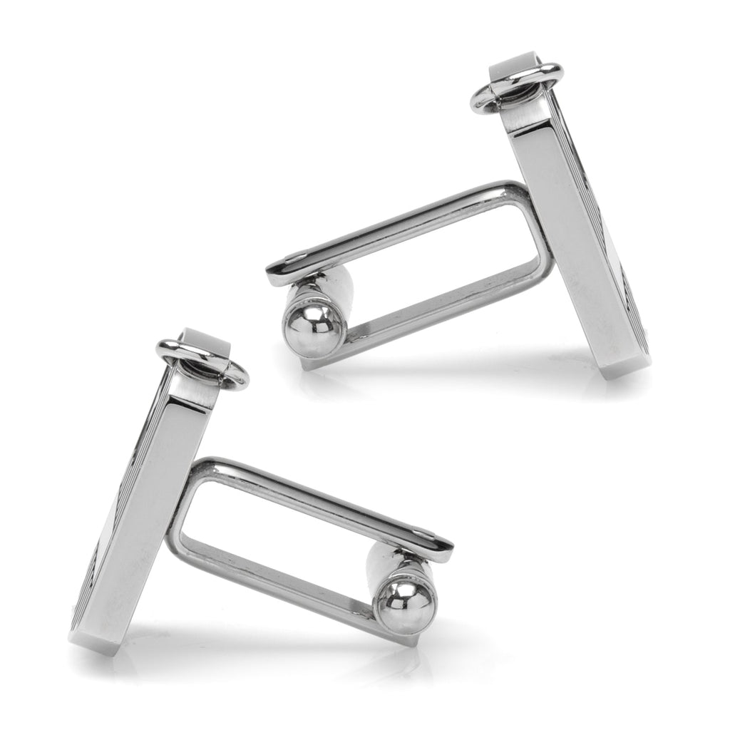 Silver-Tone Flag Military Tag Cufflinks - Image 4
