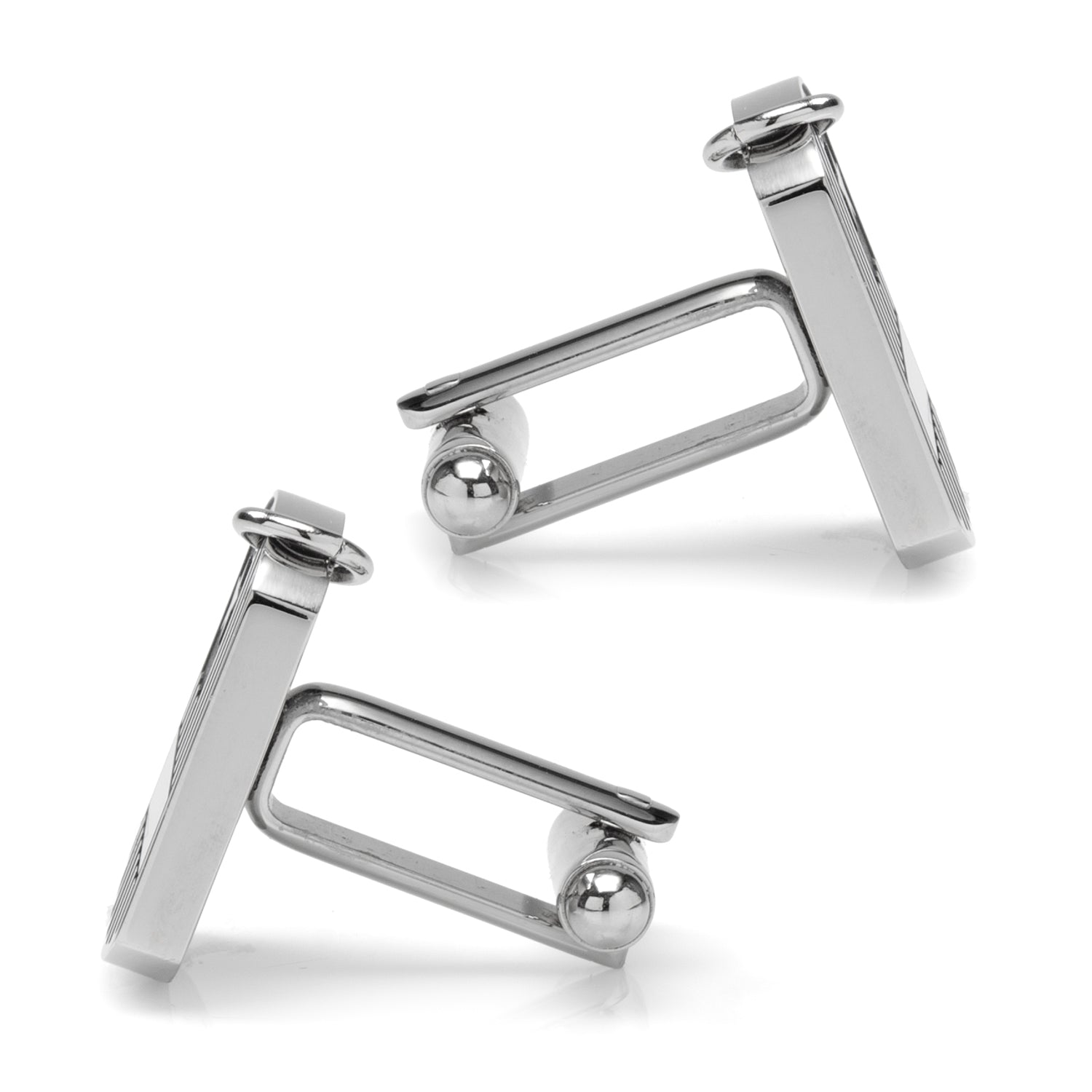 Silver-Tone Flag Military Tag Cufflinks - Image 4