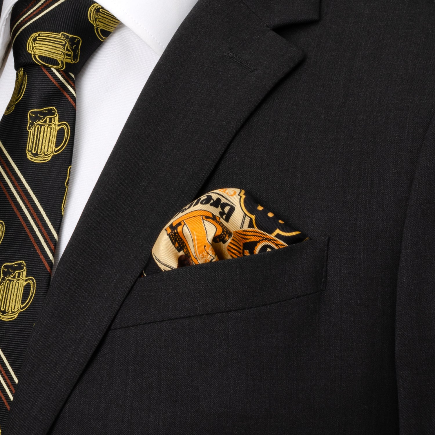 Beer Aficionado Black Multi Print Pocket Square - Image 2