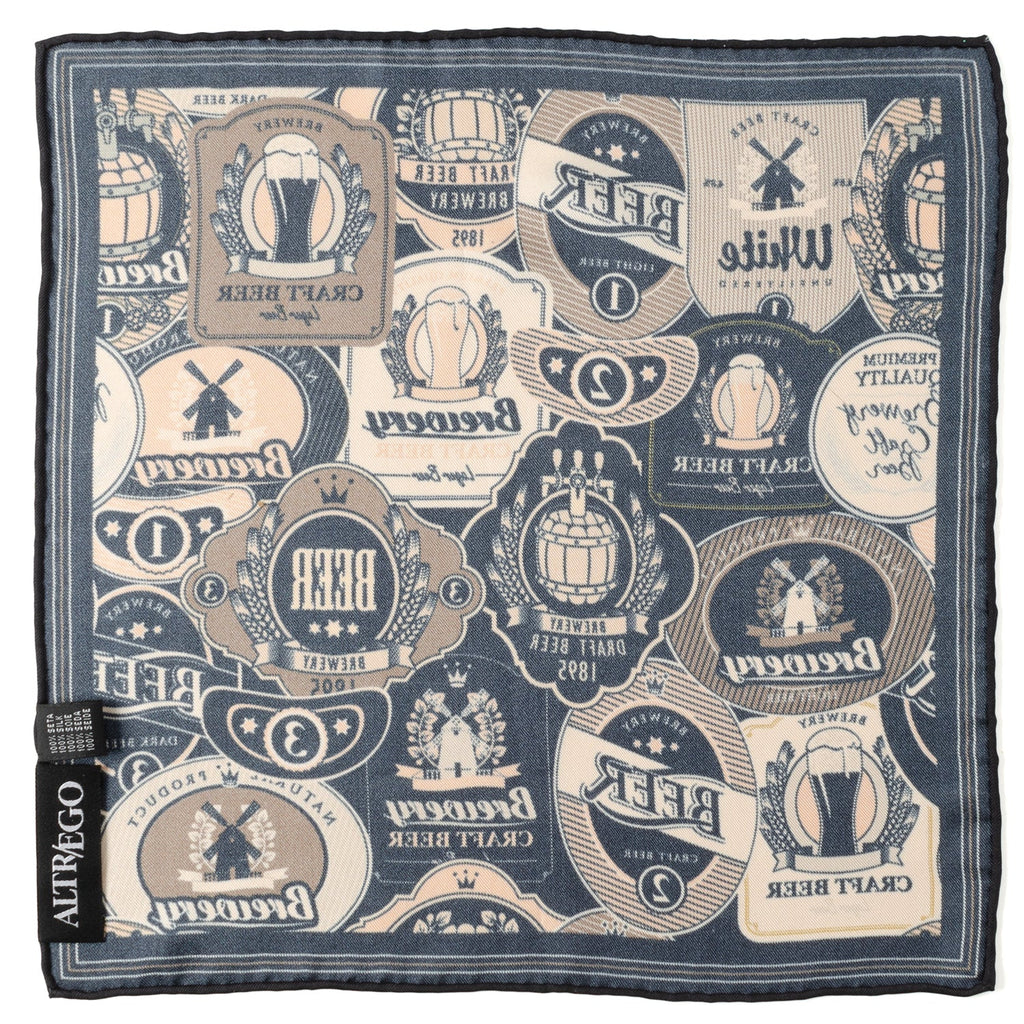 Beer Aficionado Black Multi Print Pocket Square - Image 3