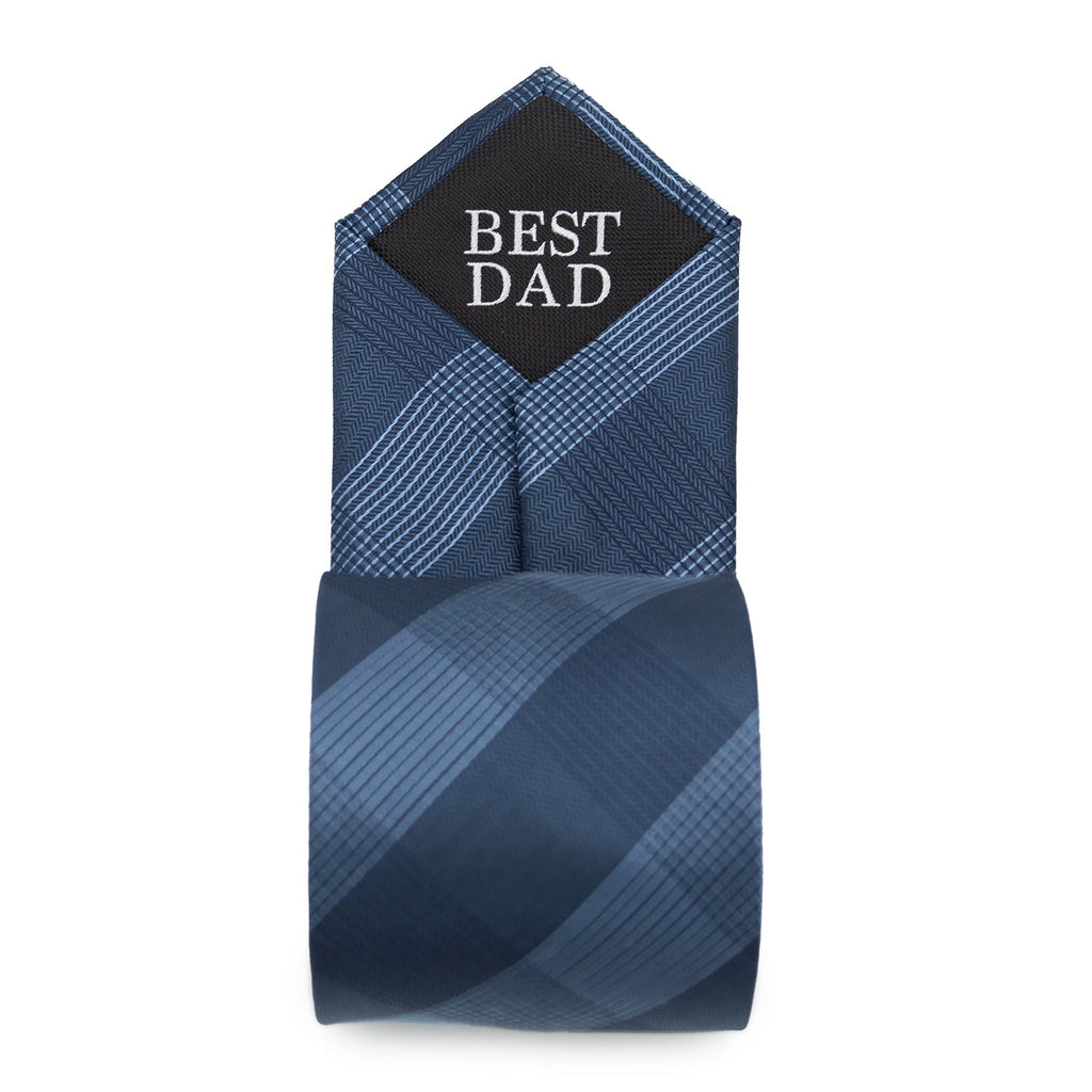 Best Dad Plaid Dark Blue Necktie with Hidden Message - Image 4
