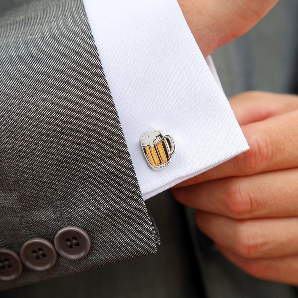Beer Mug Silver Cufflinks for Men Novelty Beer Drinker Gift - Image 2