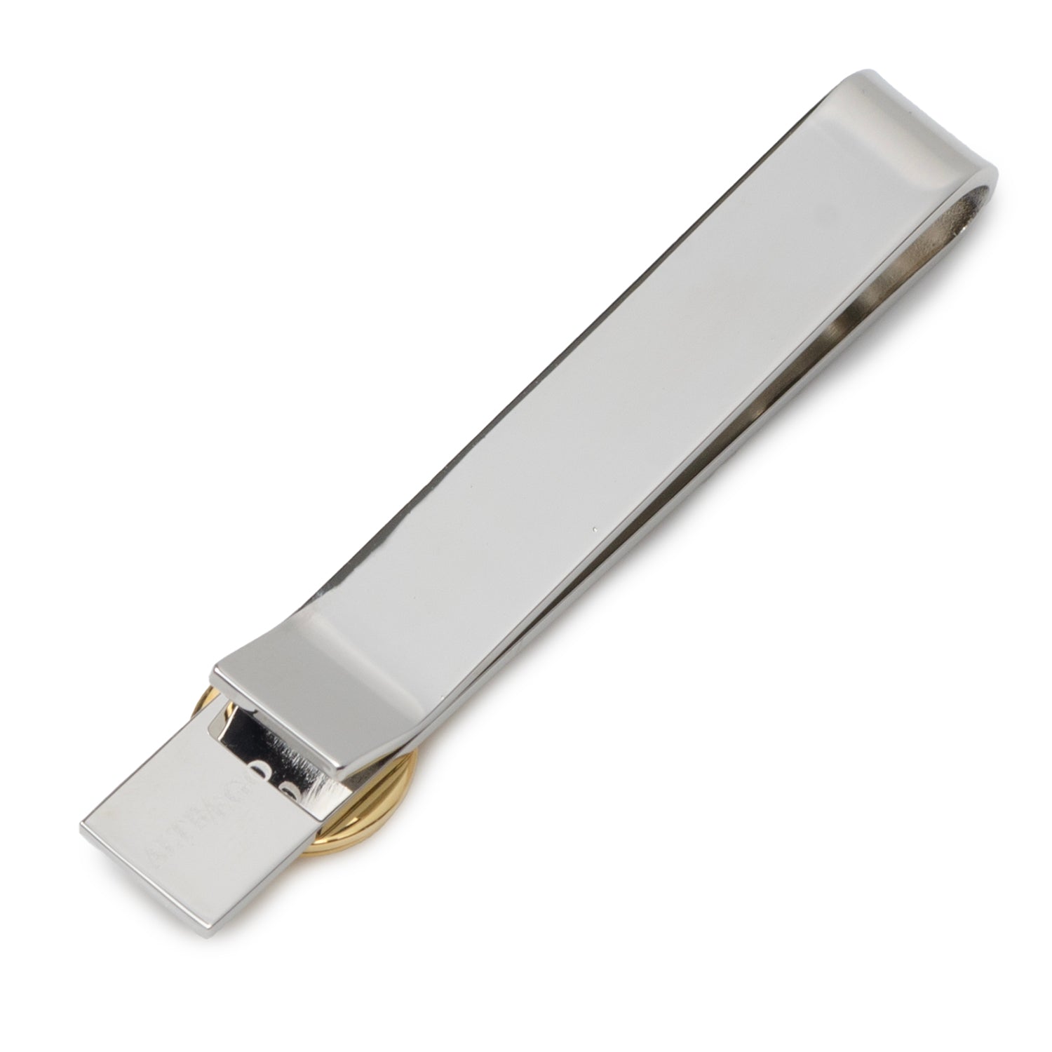 Bullet Silver Tie Bar with Gold Accent Detail for Formal Suits - Image 3