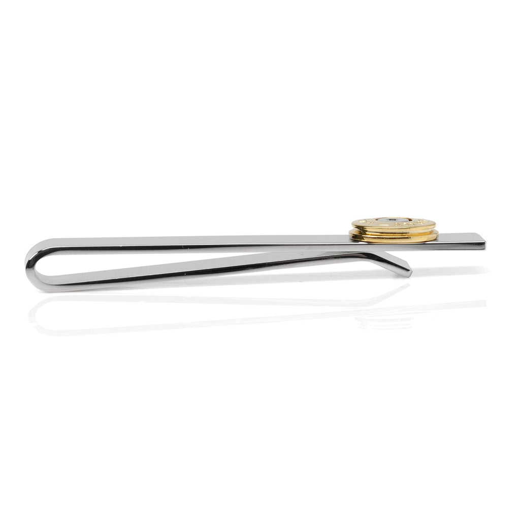 Bullet Silver Tie Bar with Gold Accent Detail for Formal Suits - Image 4