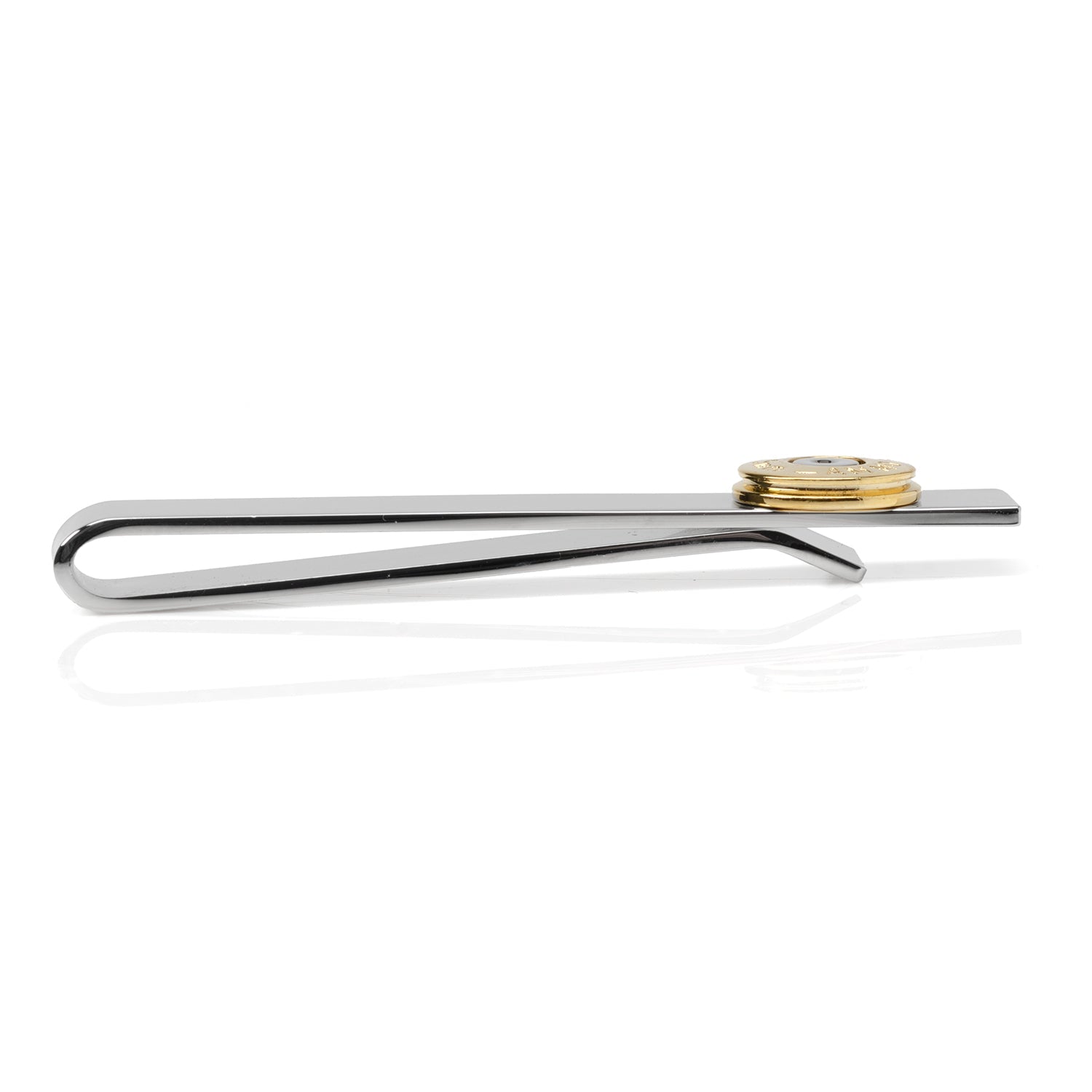 Bullet Silver Tie Bar with Gold Accent Detail for Formal Suits - Image 4
