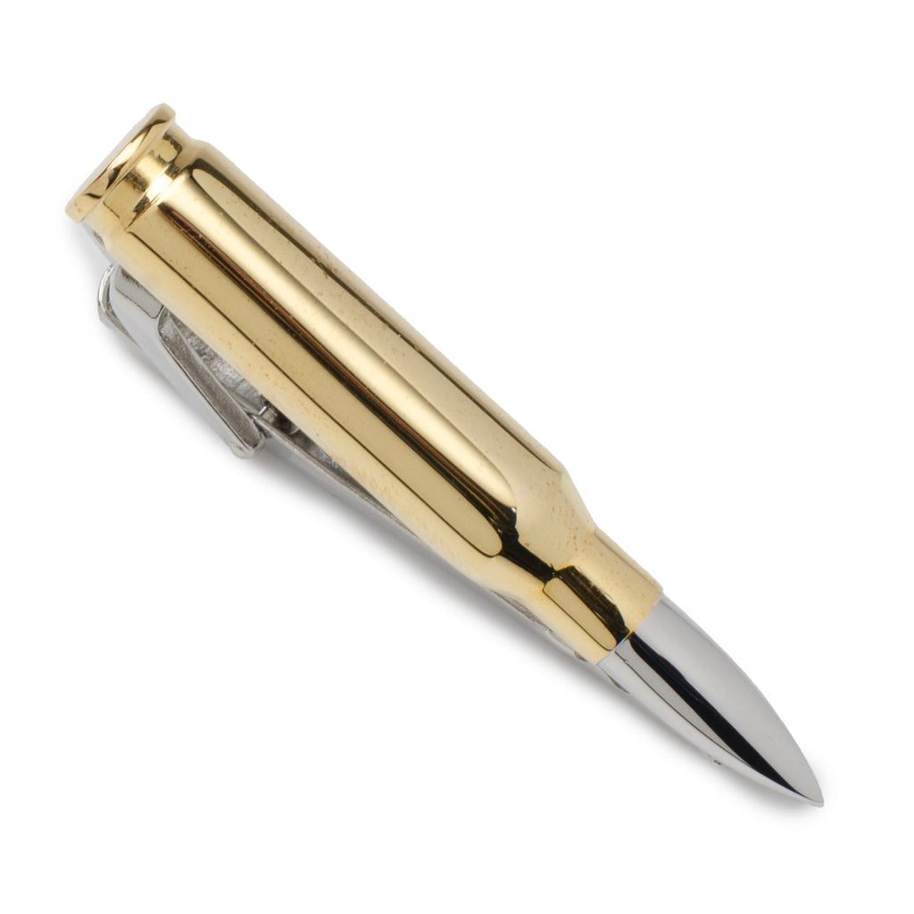 Gold and Silver Tone 50 Caliber Bullet Design Tie Clip - Image 4