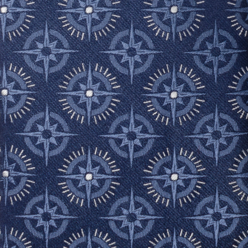 Navy Blue Compass Print Necktie with Hidden Message - Image 6
