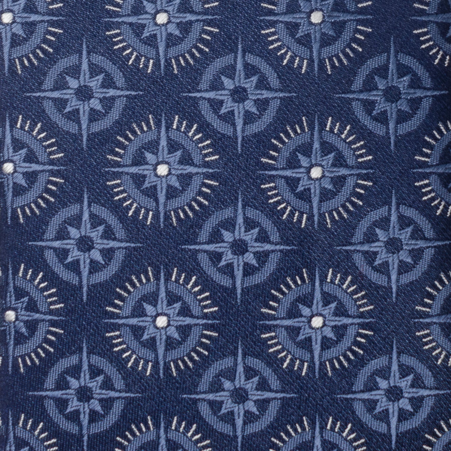 Navy Blue Compass Print Necktie with Hidden Message - Image 6