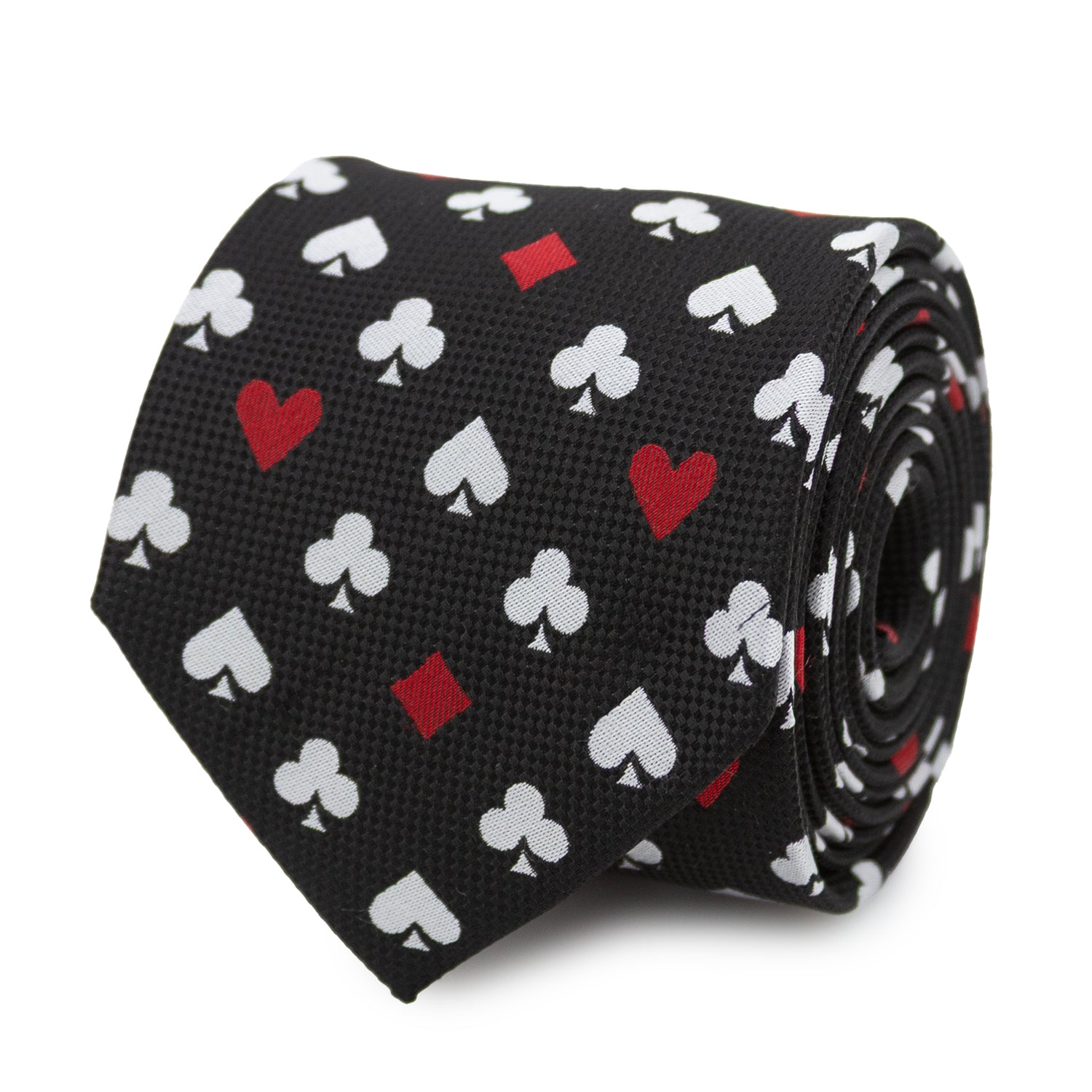 Card Suits Vegas Print Black Tie with Secret Hidden Message - Image 3