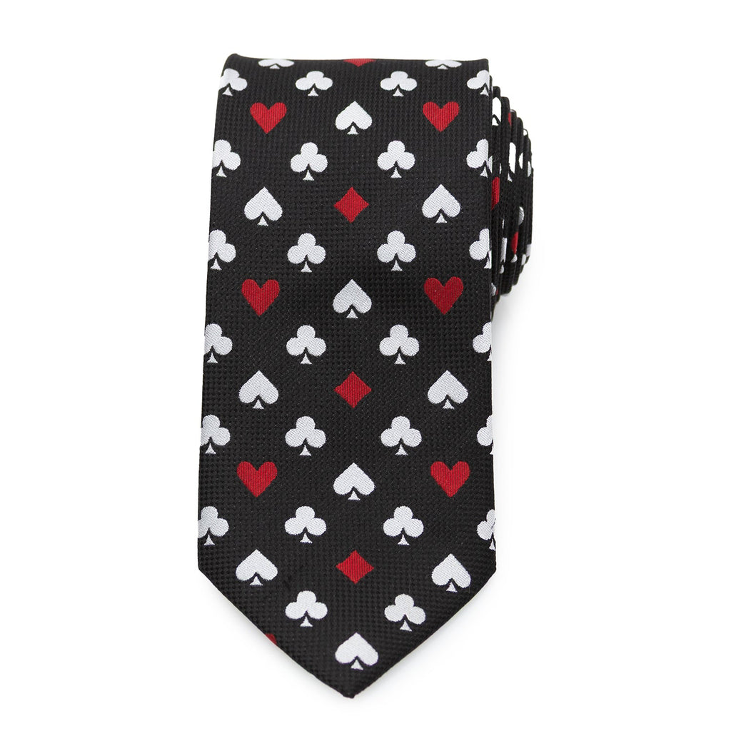 Card Suits Vegas Print Black Tie with Secret Hidden Message - Image 4