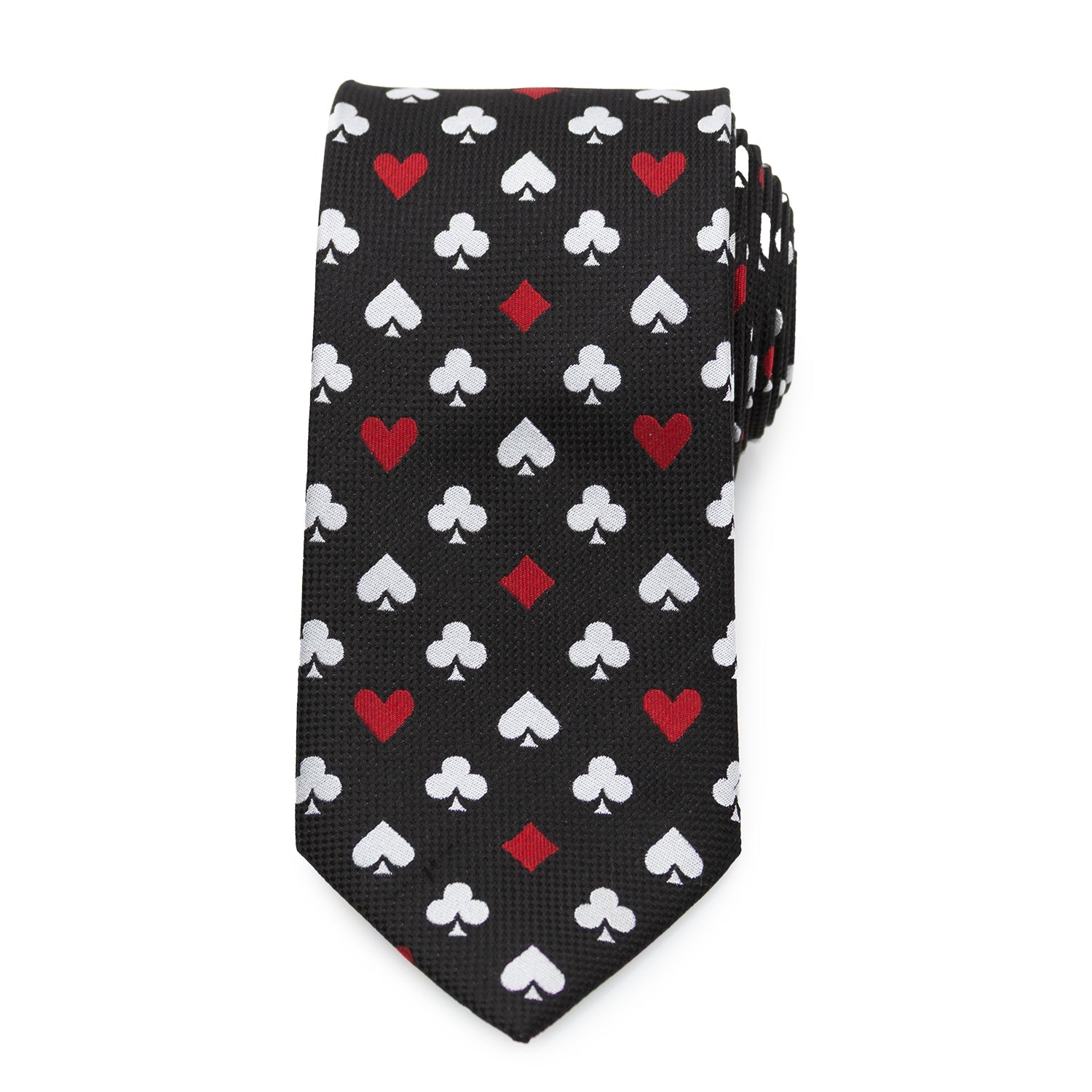 Card Suits Vegas Print Black Tie with Secret Hidden Message - Image 4