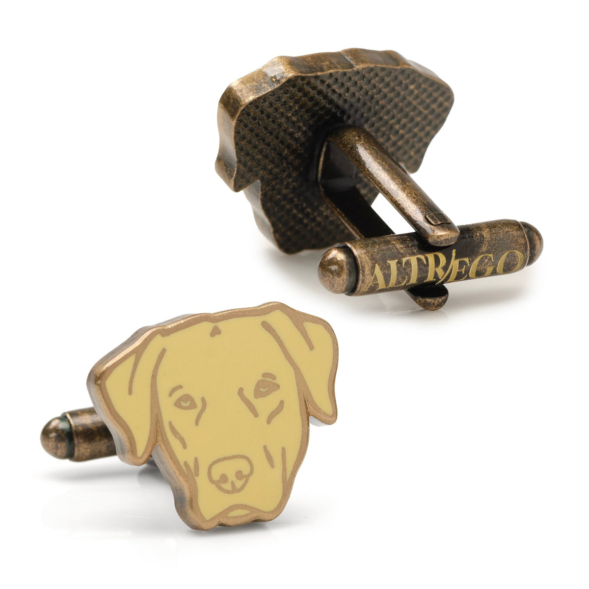 Yellow Labrador Retriever Dog Head Cufflinks in Base Metal