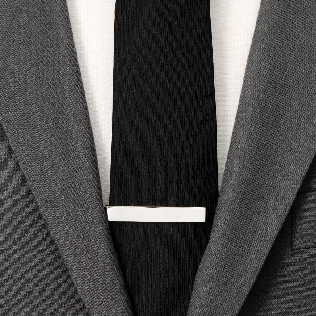 Hidden Message Let's Play Silver Tone Tie Bar for Men - Image 2