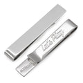 Polished silver tone tie bar with hidden Let's Play message engraving
