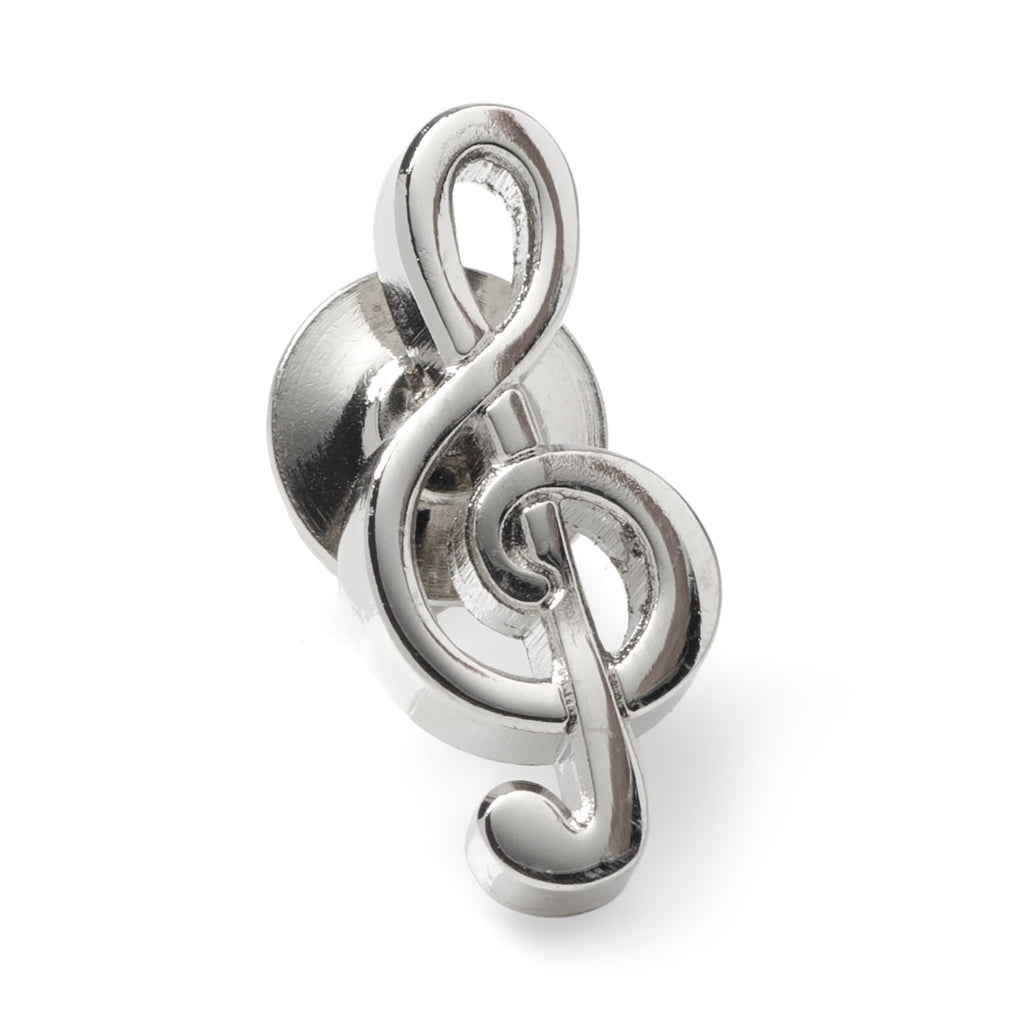 Silver Music Note Cufflinks and Lapel Pin Gift Set - Image 3