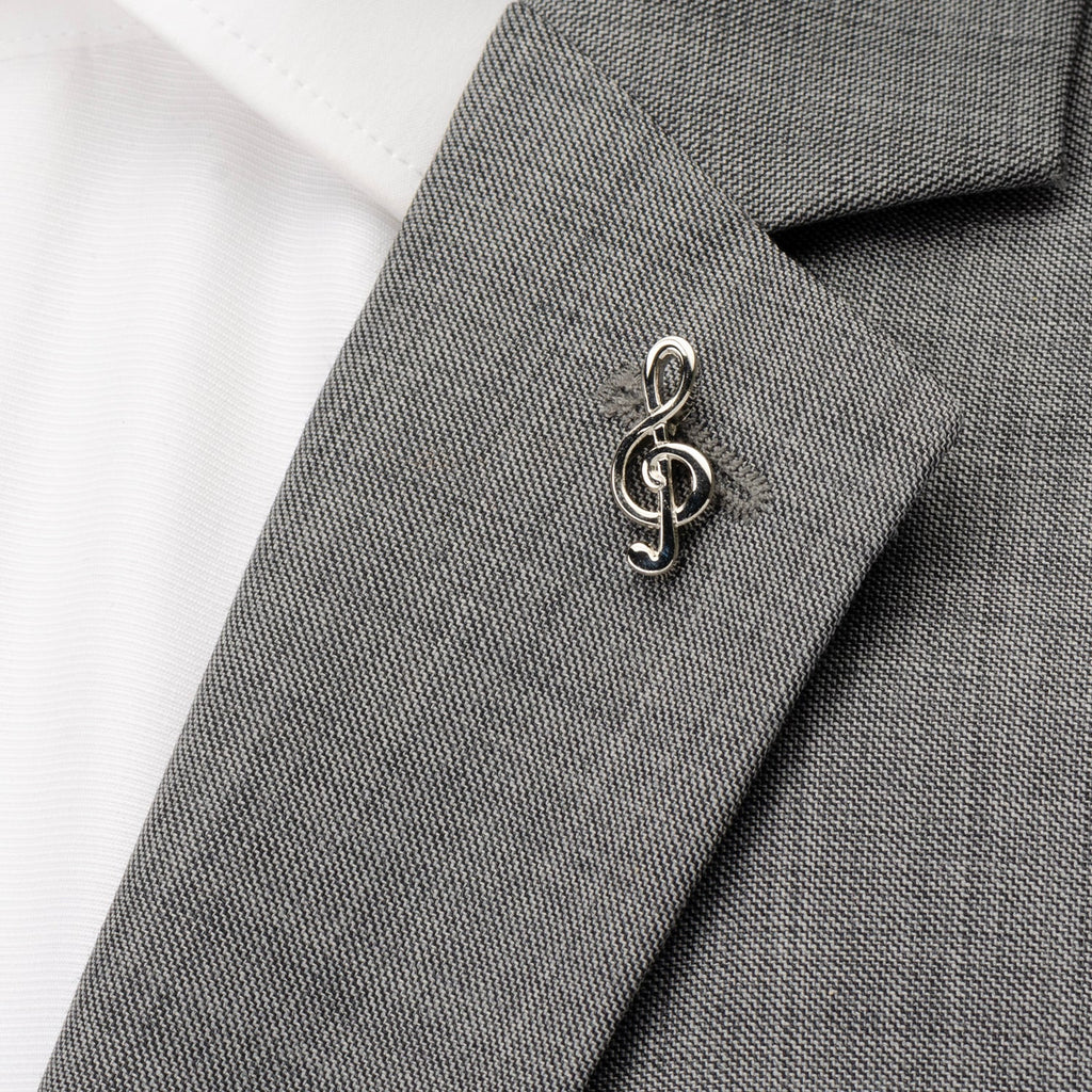 Silver Music Note Cufflinks and Lapel Pin Gift Set - Image 6