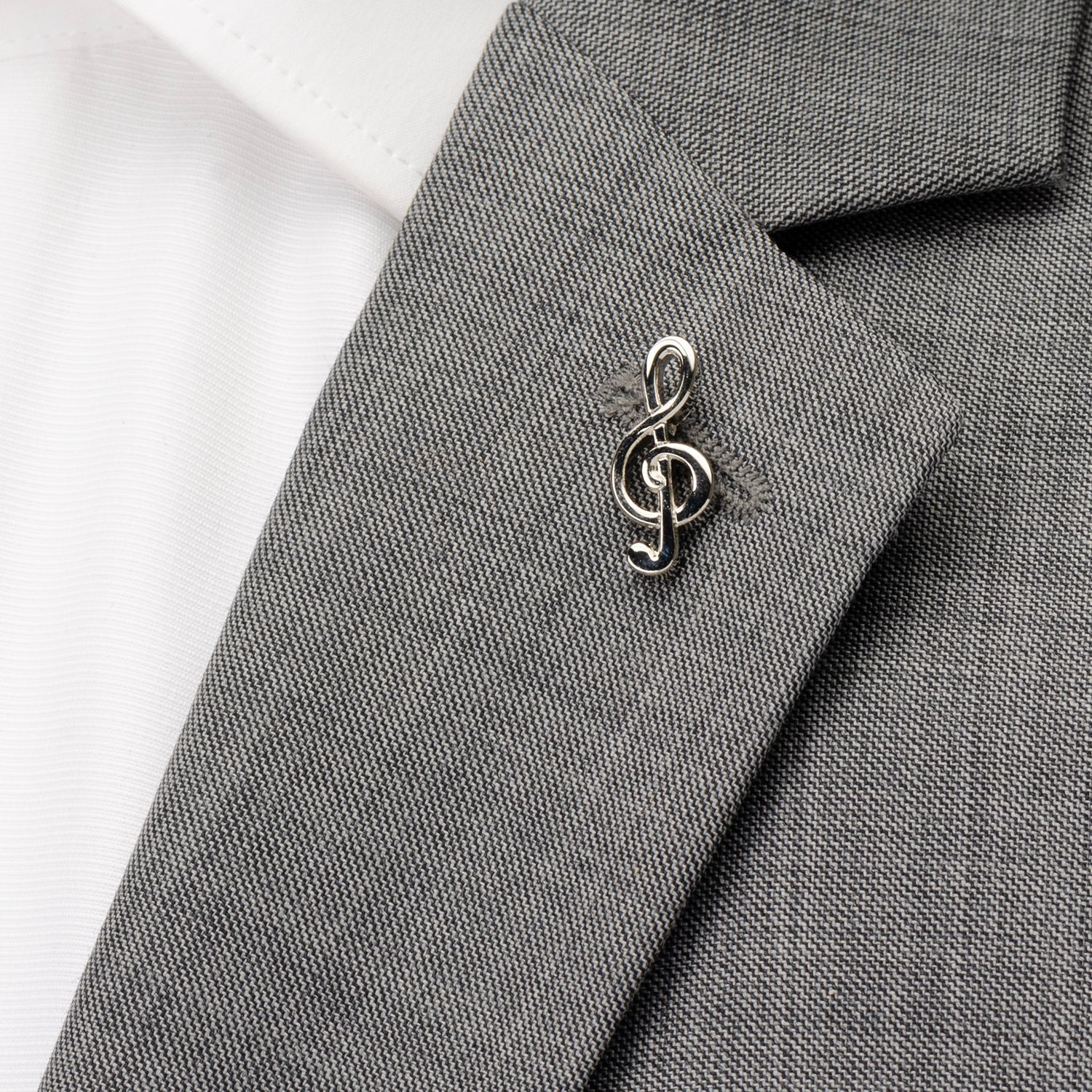 Silver Music Note Cufflinks and Lapel Pin Gift Set - Image 6