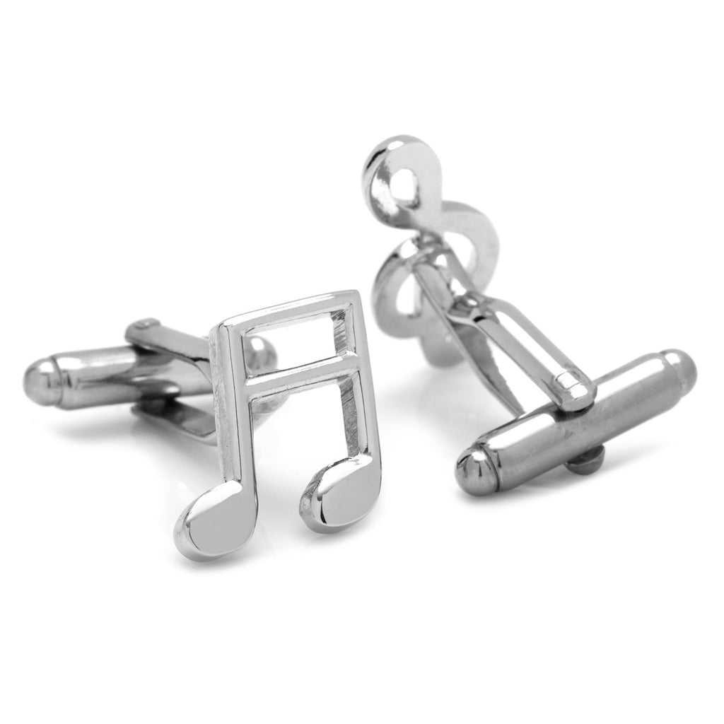 Silver Music Note Cufflinks and Lapel Pin Gift Set - Image 8