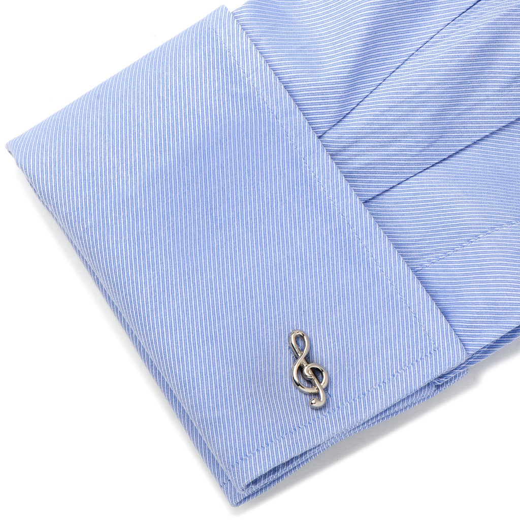 Silver Music Note Cufflinks and Lapel Pin Gift Set - Image 9