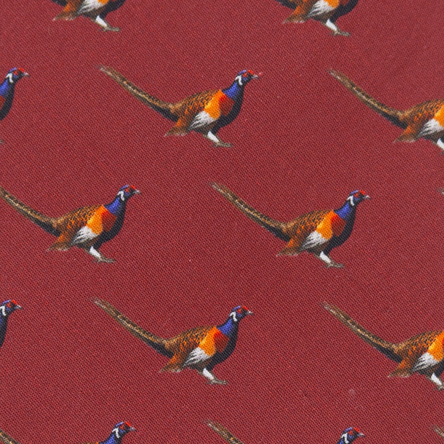 Pheasant Print Men's Burgundy Necktie - Image 4