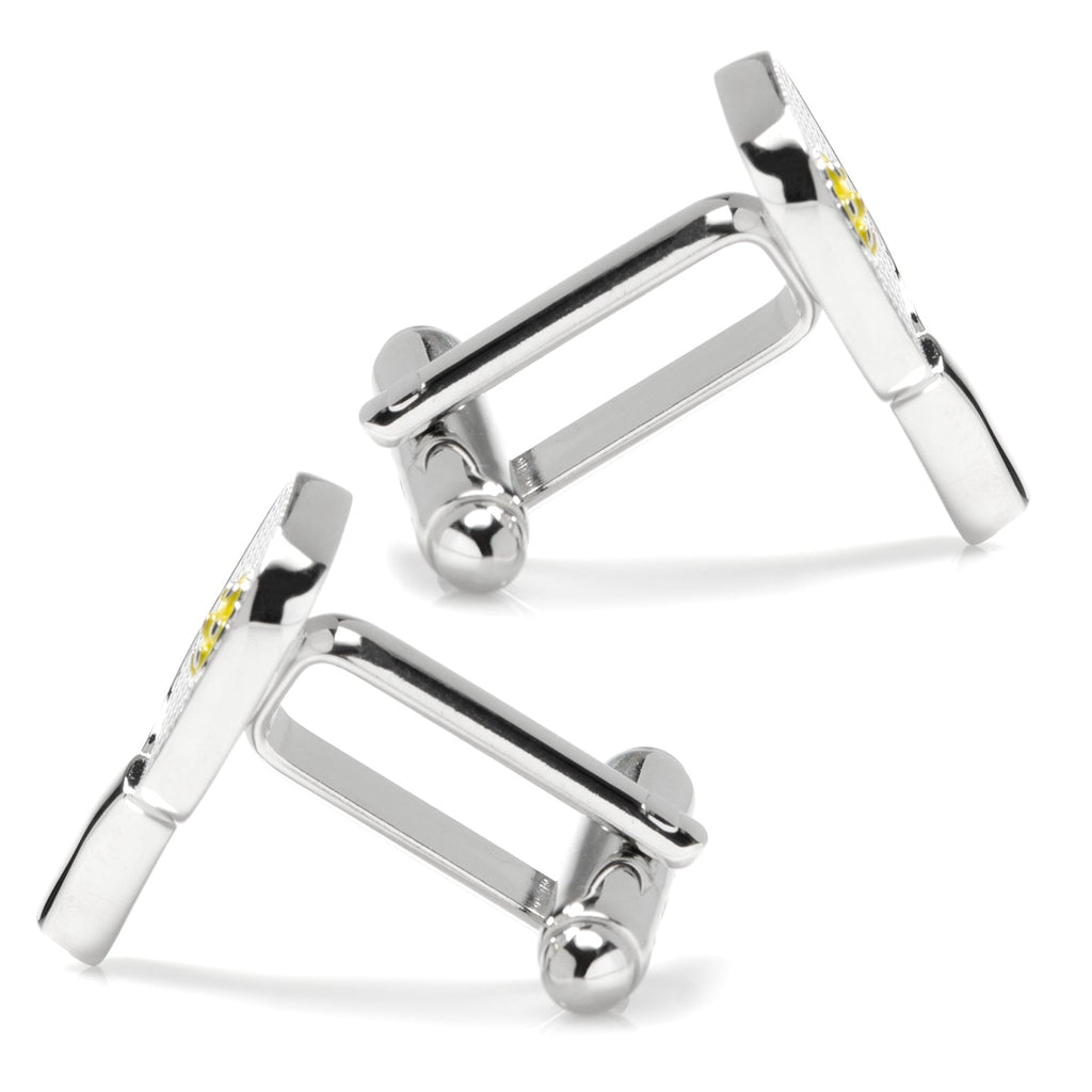 Silver Pickleball Racket Cufflinks with Yellow Ball Accent - Image 4