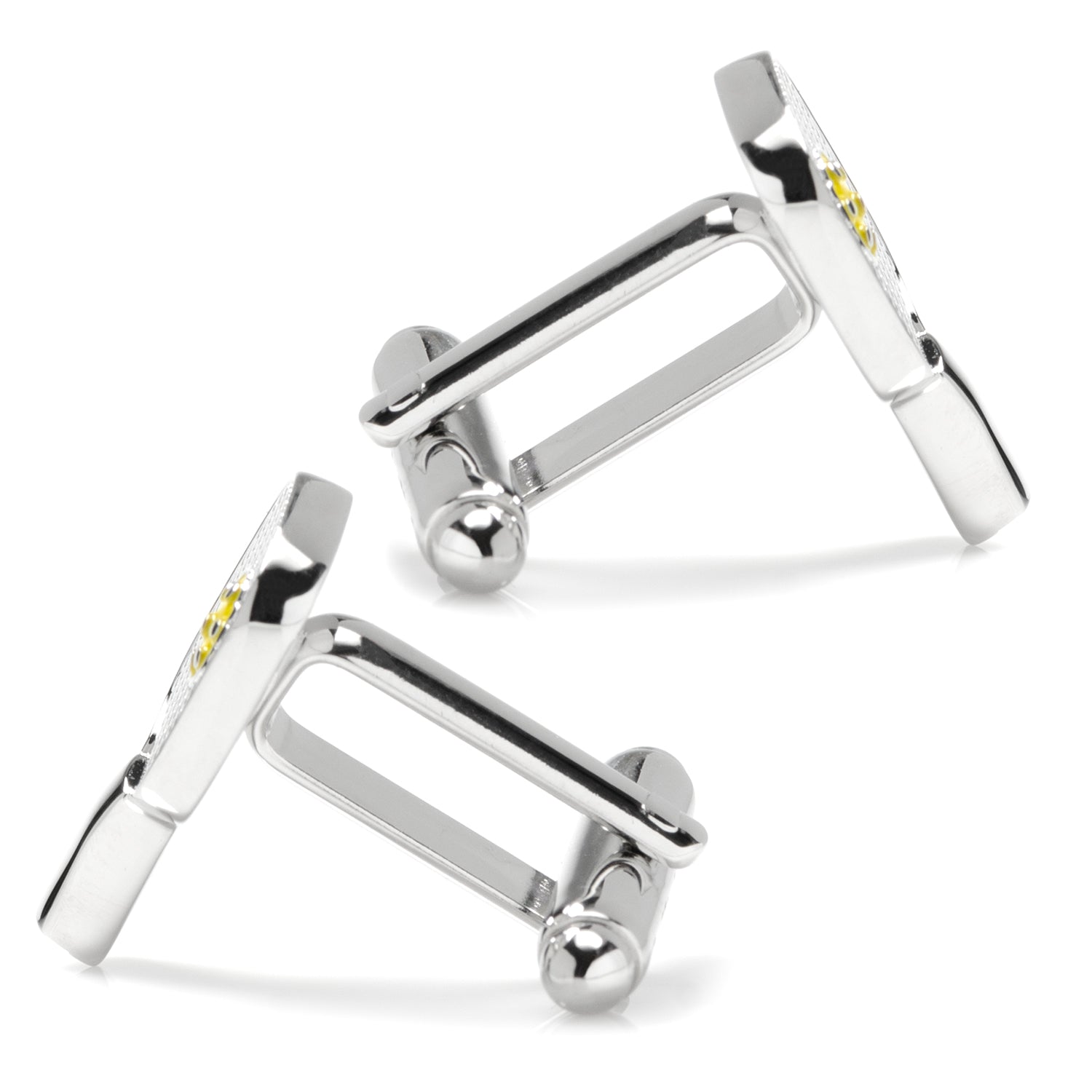 Silver Pickleball Racket Cufflinks with Yellow Ball Accent - Image 4