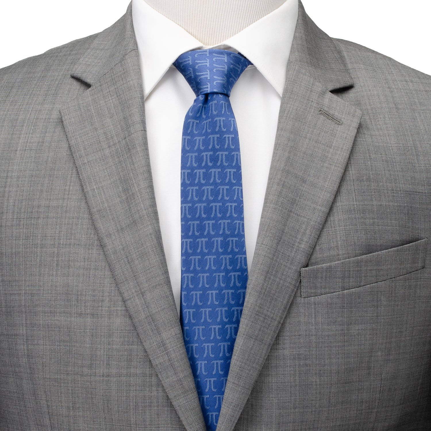 Pi Mathematics Symbol Print Blue Men's Tie - Image 2