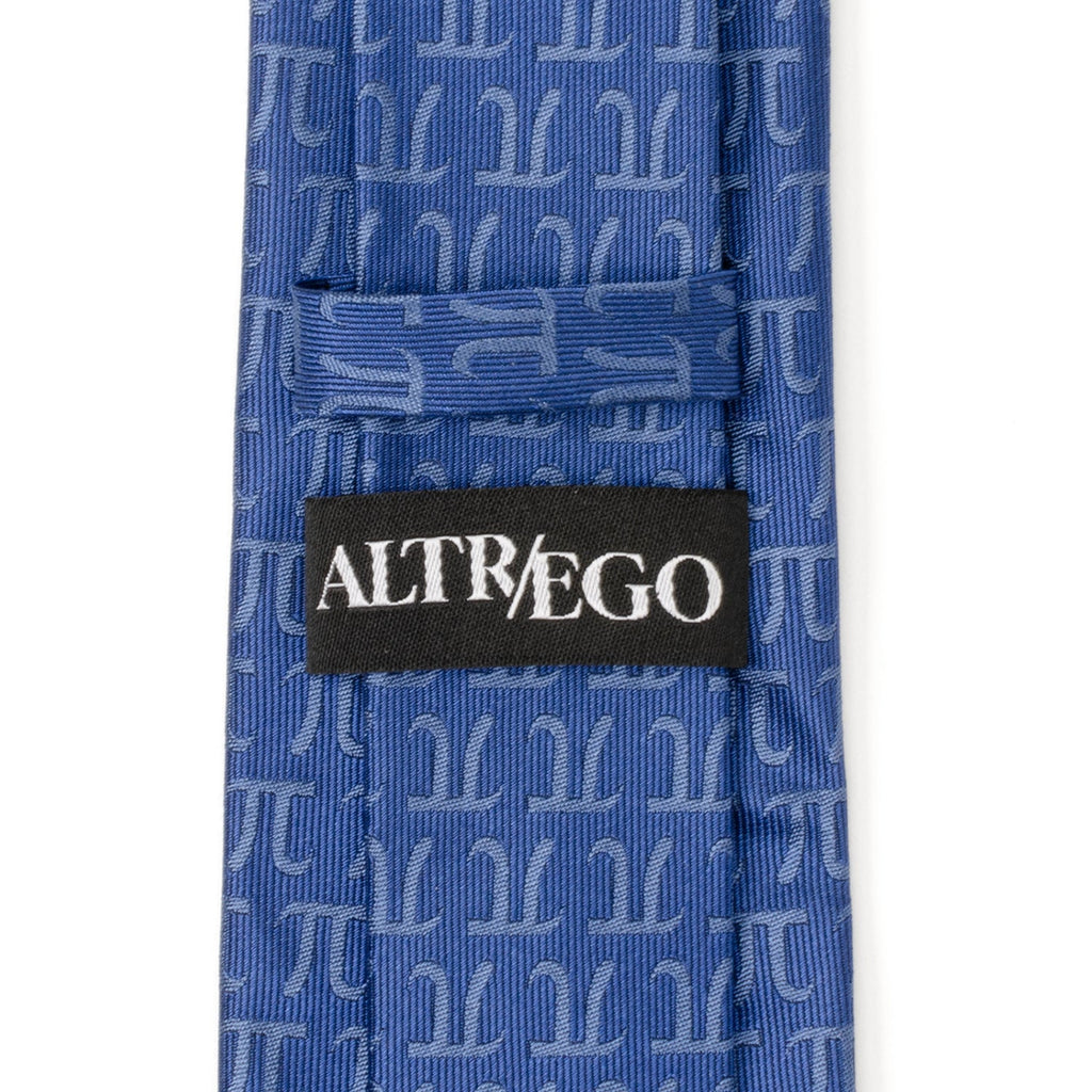 Pi Mathematics Symbol Print Blue Men's Tie - Image 7