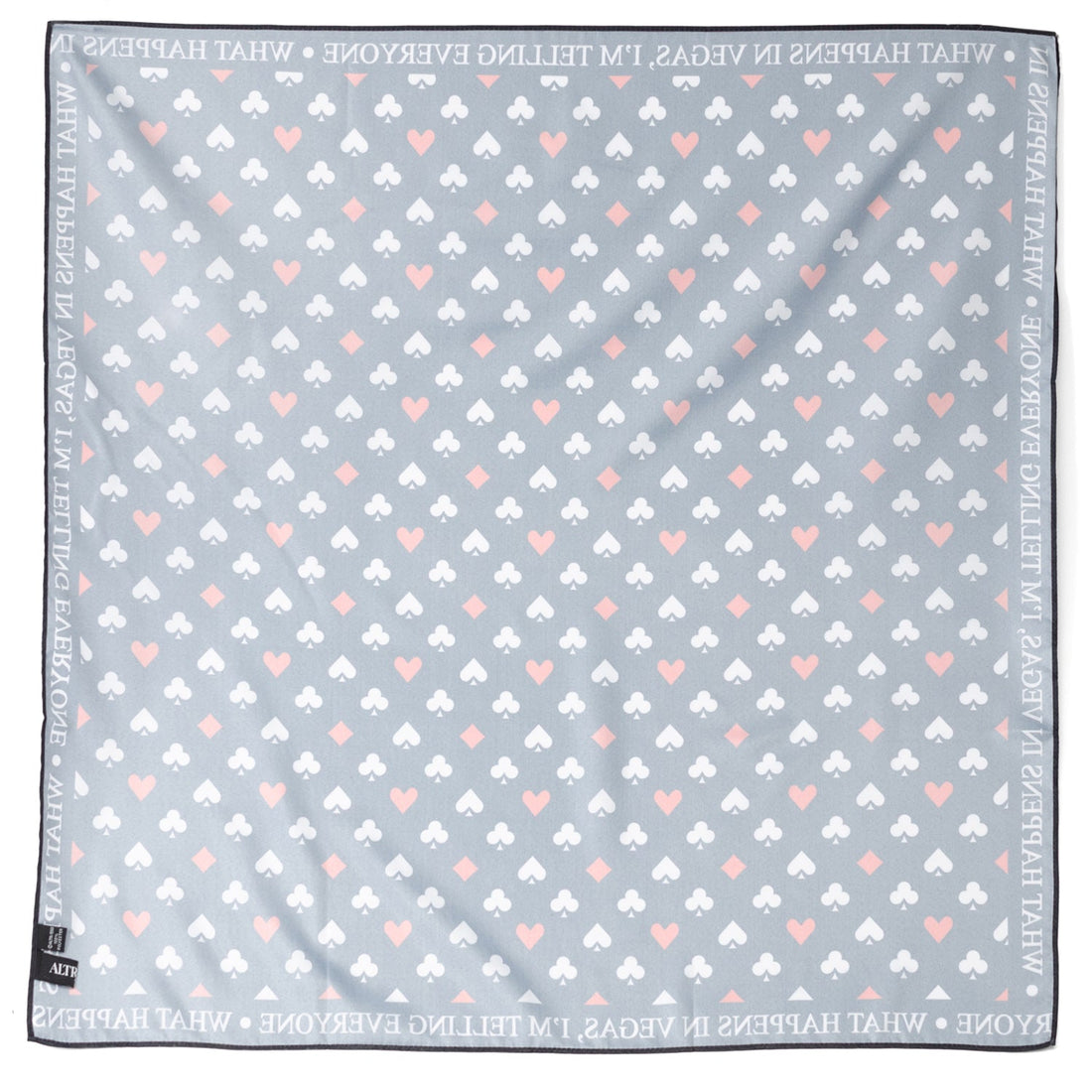Satin Casino Playing Card Pattern Scarf Black Red White - Image 3