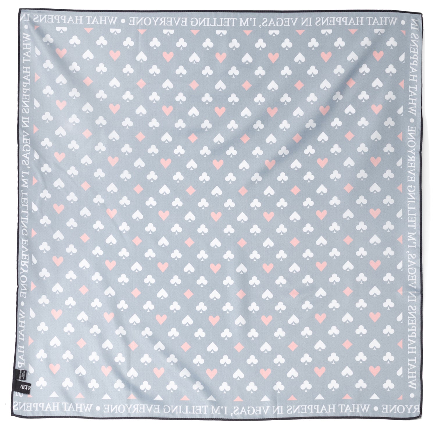 Satin Casino Playing Card Pattern Scarf Black Red White - Image 3