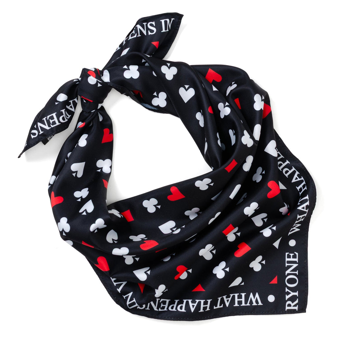 Satin Casino Playing Card Pattern Scarf Black Red White - Image 4