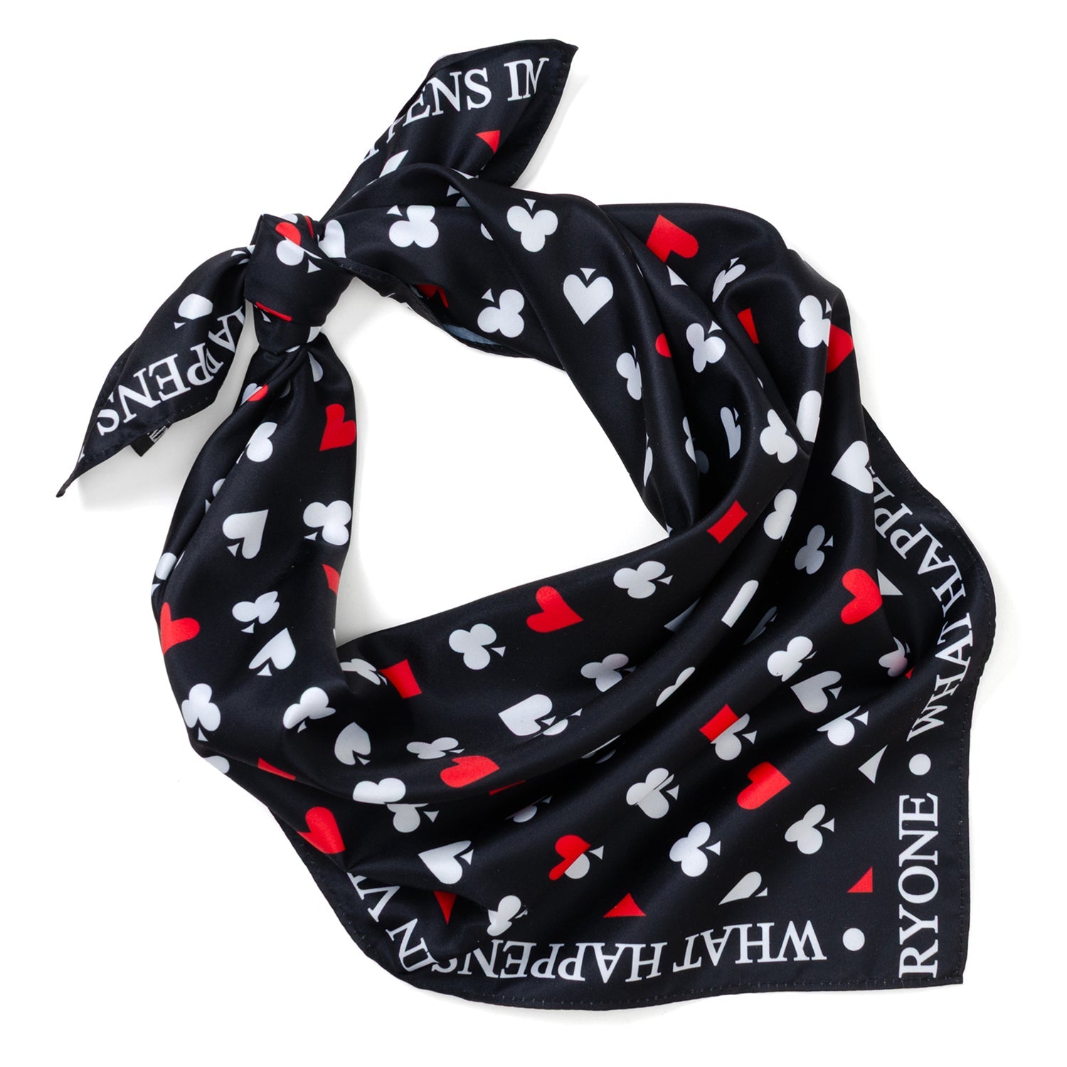 Satin Casino Playing Card Pattern Scarf Black Red White - Image 4