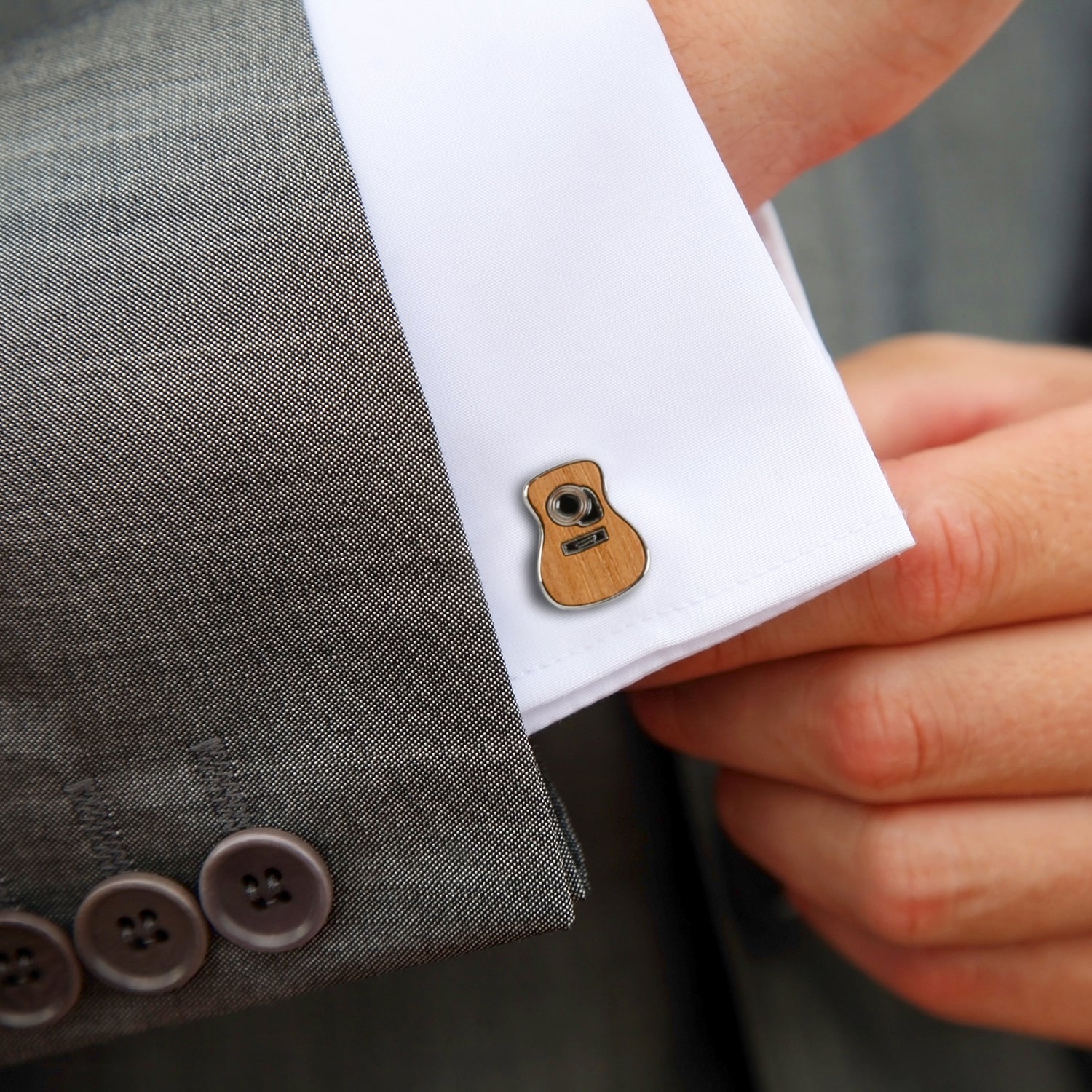 Acoustic Guitar ToneWood Cufflinks with Natural Wood Finish - Image 2